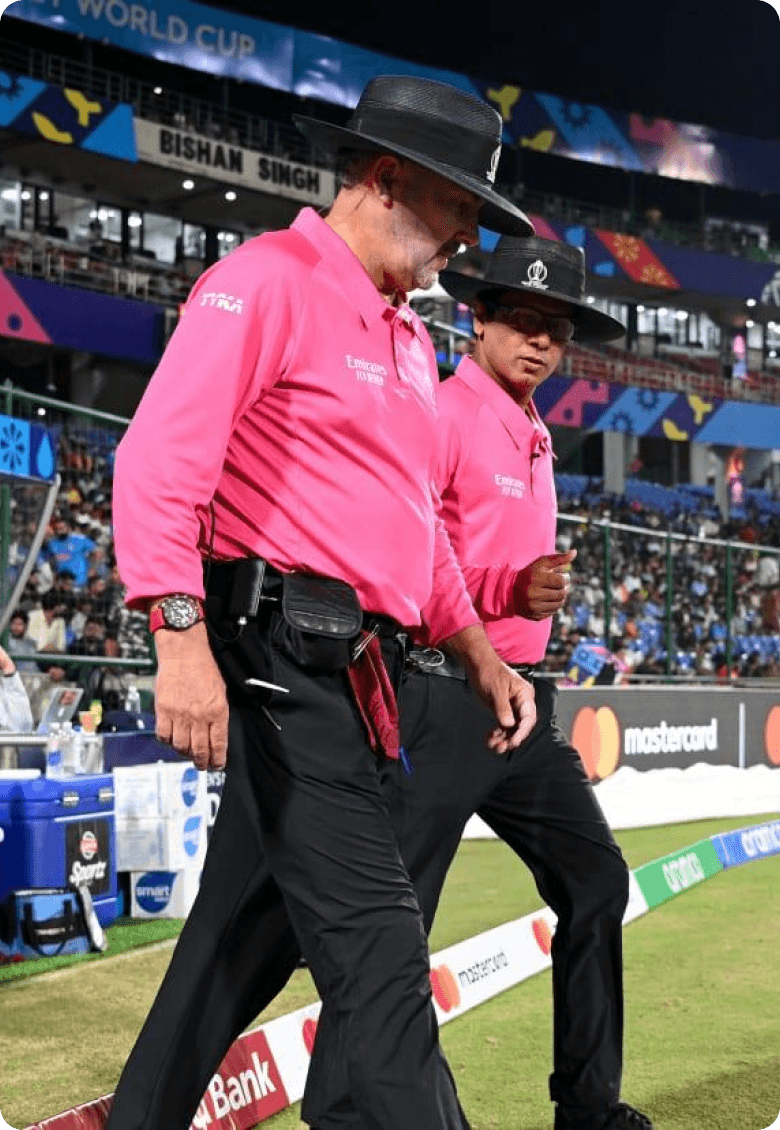 Cricket umpire officiating